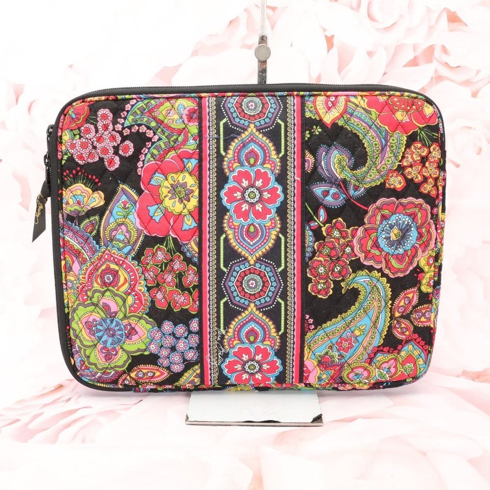 Vera Bradley Laptop Sleeve Case Zip Top Quilted Floral Paisley Multicolor